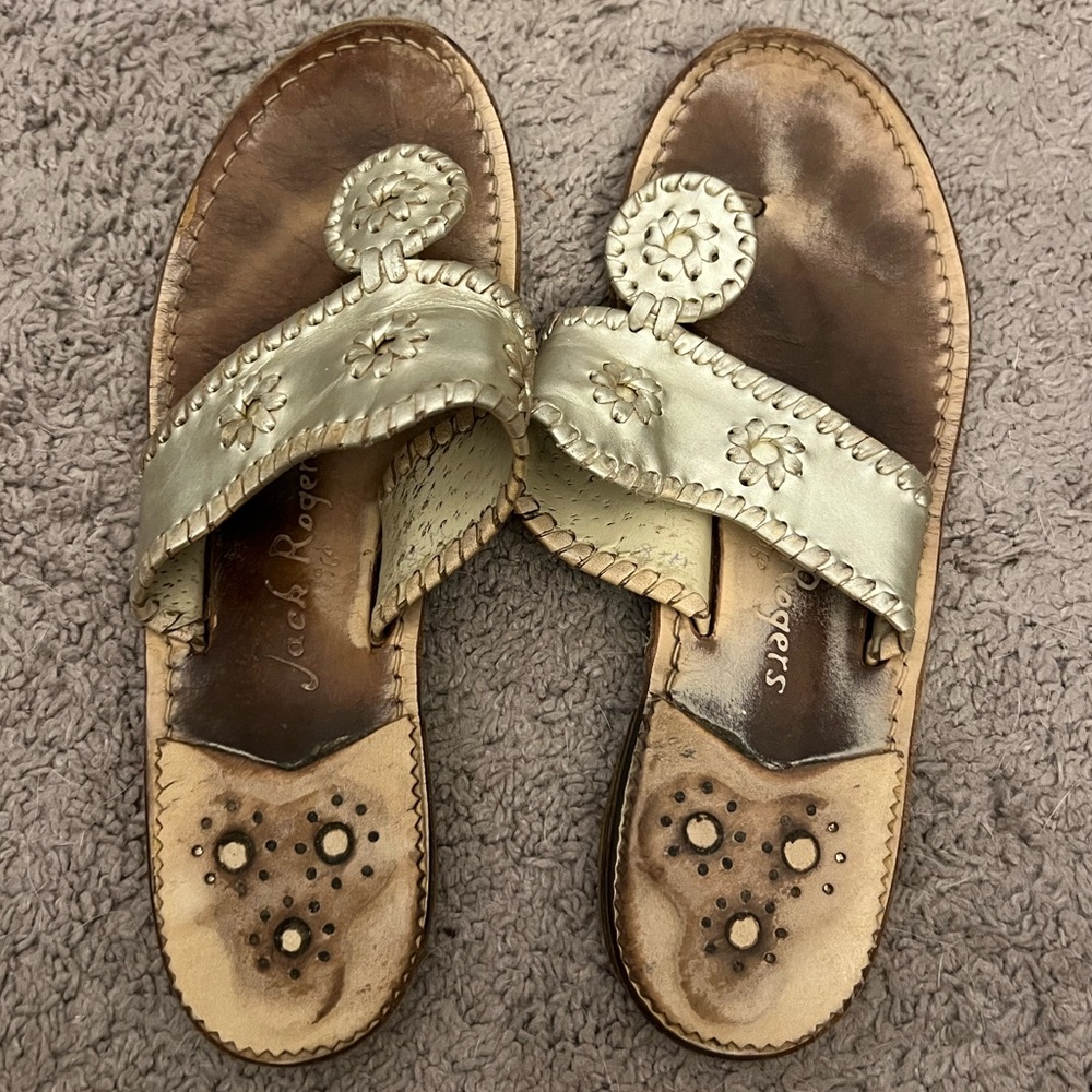 Jack Rogers Women's Gold Sandals Size 8